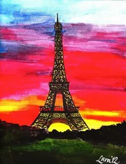 Eiffel Tower Wallpaper Glitter Sunset - Beautiful Place