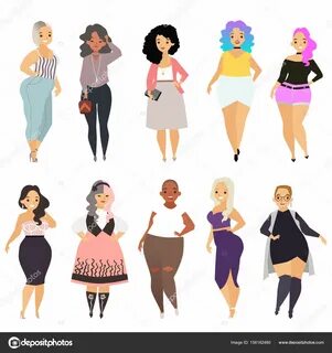 Set of various curvy women Stock Vector Image by © mazeina #
