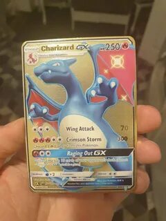 Gold Shiny Charizard GX Pokemon Card Metal Hidden Fates Etsy