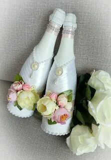 Pin de Алена Друзик en Шампанское свадебное Botellas decorad