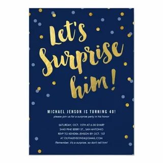 Gold Lettering Surprise Party Invitations for Him Zazzle.com