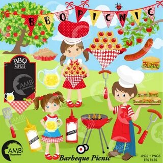 BBQ Clipart Picnic Clipart Barbecue Clipart Grill Food Etsy 