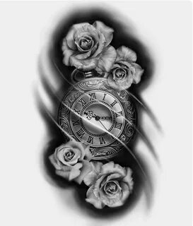 Pin by Ricky on Tattoo idea Clock and rose tattoo, Rose tatt