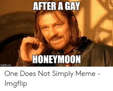 AFTER a GAY HONEYMOON Imgflipcom One Does Not Simply Meme - 