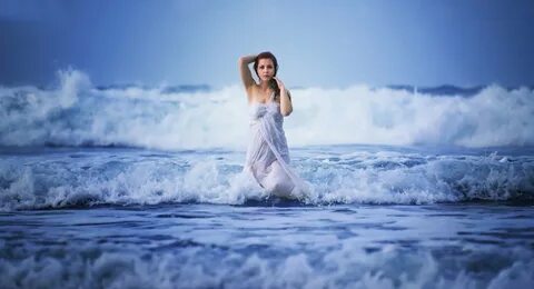 women, Sea, Waves, Wet, Dress, Women outdoors, Nature, Water