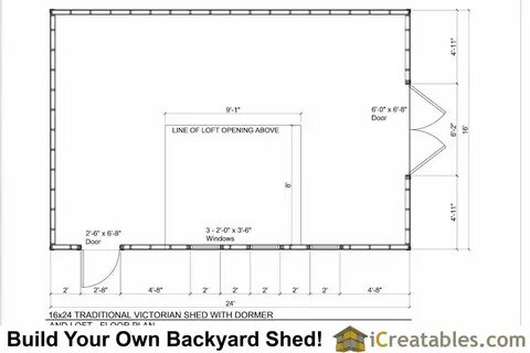 16x24 Shed Plans With Dormer iCreatables.com