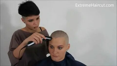 Yasmine's shaved mohawk - ExtremeHaircut.com model - YouTube