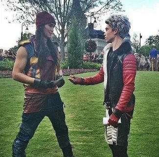 Booboo Stewart and Cameron Boyce going over the script for D