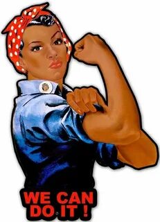 Metal Sign " Rosie The Riveter We Can Do It BLACK AA " 16"x2