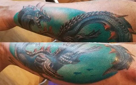 Lagiacrus Tattoo! Currently working on a full Monster Hunter