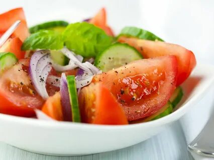 Cucumber, Tomato, and Basil Salad Recipe Recipe Yummy salad 