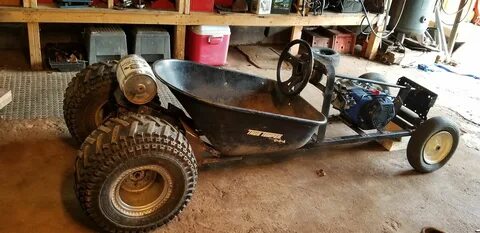 Wheelbarrow Ratrod Go-Cart In Progress Build a go kart, Diy 