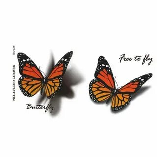 Flutter Small 3D Monarch Butterfly Tattoo Боди арт