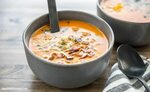 Easy Low Carb Cheeseburger Soup in bowl with ladle Low carb 