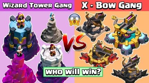 4x Max Wizard Tower VS 4x Max X-Bow Vs All Troops Clash of C