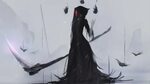 Wallpaper : Aoi Ogata, Grim Reaper, scythe, mask, black dres