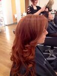 Copper red with apricot highlights. Hair by Marisa. Formula: