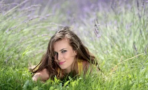 Free photo: Beautiful Woman on Grass - Beautiful, Grass, Mod
