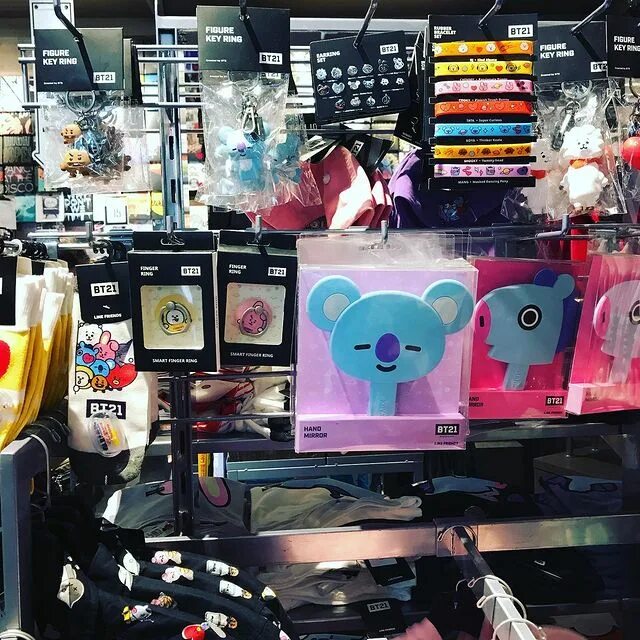 BT21 stuff in Hot topic,we we're to about to buy a BT21 figure.*but th...
