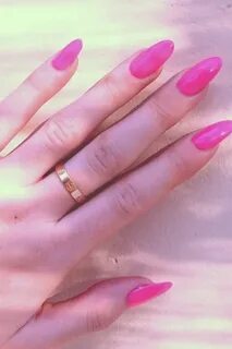 Cartier Love Ring Pink oval nails, Neon pink nails, Kylie je