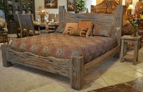 Rustic King Bed: Custom Western Style Wood Bed - BRS178A Rus