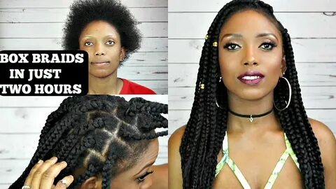 How To 2 hours Jumbo Box Braids Tutorial On Short Natural Ha