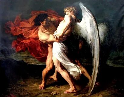 Jacob Wrestling with the Angel Painting by Alexander Louis L