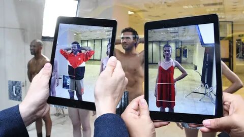 Models strip naked for Augmented Reality fashion display in 