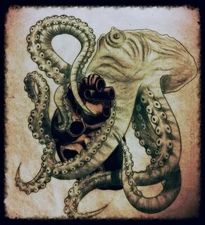 a Kraken with its tentacles wrapped around a human heart - T