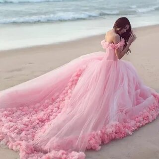 Off The Shoulder Tulle Ball Gowns Flower Wedding Dresses For