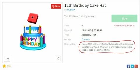 Roblox Birthday Cake Hat Promo Code - List Of Robux Codes 20