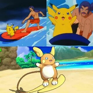 Puka the surfing Pikachu has evolved. Pokémon Sun and Moon P