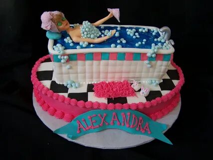Alex's Spa Party - aka Barbie Bubble Boobies Cake - I was ju