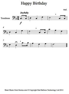trombone happy birthday sheet music - 8notes.com