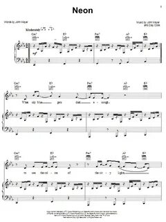 John Mayer "Neon" Sheet Music Download PDF Score 23573
