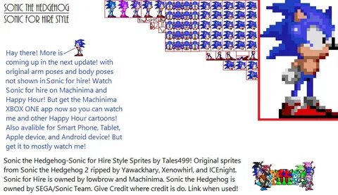 Sonic for Hire- Sonic the Hedgehiog Sprites V1 by Tales499 o