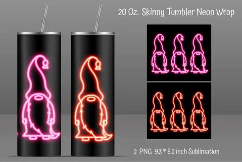 Valentine's Day 20 Oz Tumbler Design With Pink Neon Gnomes (