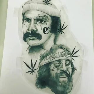 Cheech and Chong drawing available for tattooing. Cheech and