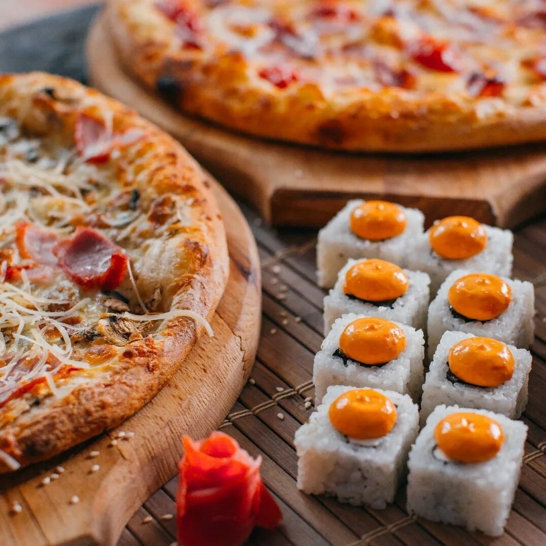 фотография пиццы и суши фото 44