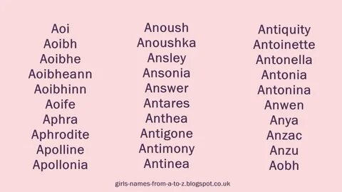 Girls Names From A To Z: Girls Names Starting With A.