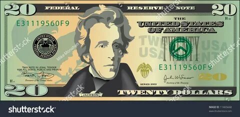 Stylized Drawing 20 Dollar Bill Banknote: стоковая иллюстрац