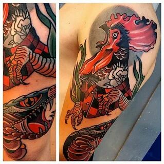 Colorful Excellence: Johnny Domus Mesquita Rooster tattoo, T