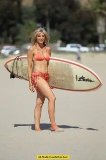 Marla Maples sexy in red bikini on the beach