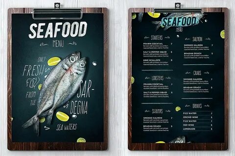 Seafood Menu Template PSD Seafood menu, Menu design template