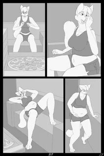 Pizza Day (Weight Gain Comic) #3 by Silverfang725 -- Fur Aff