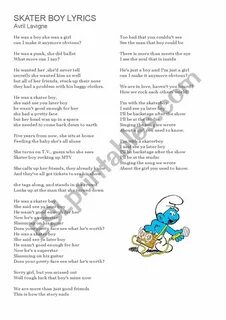 skater boy lyrics and activities - ESL worksheet by marciaco