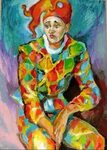 Melancholy clown - by Luda Angel from paintings pastels Art 