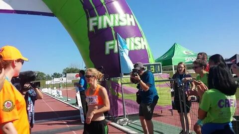 Manitoba Marathon Women's Winner, Heather McGill of Grand Fo