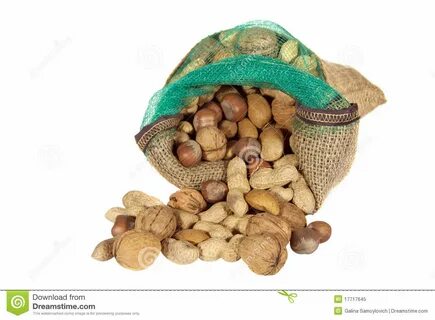 Mixture of nuts in a sack stock image. Image of food - 17717