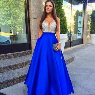 Королевский синий длинное платье трапециевидной формы для вы